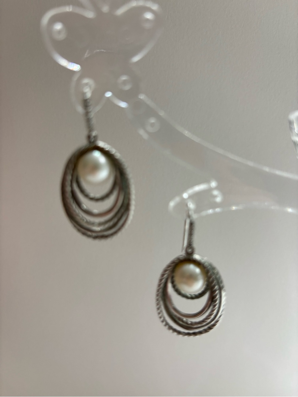 David Yurman Sterling Silver Pearl Drop Earrings - White Pearl